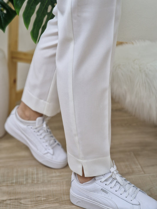 Pantalon à fentes blanc