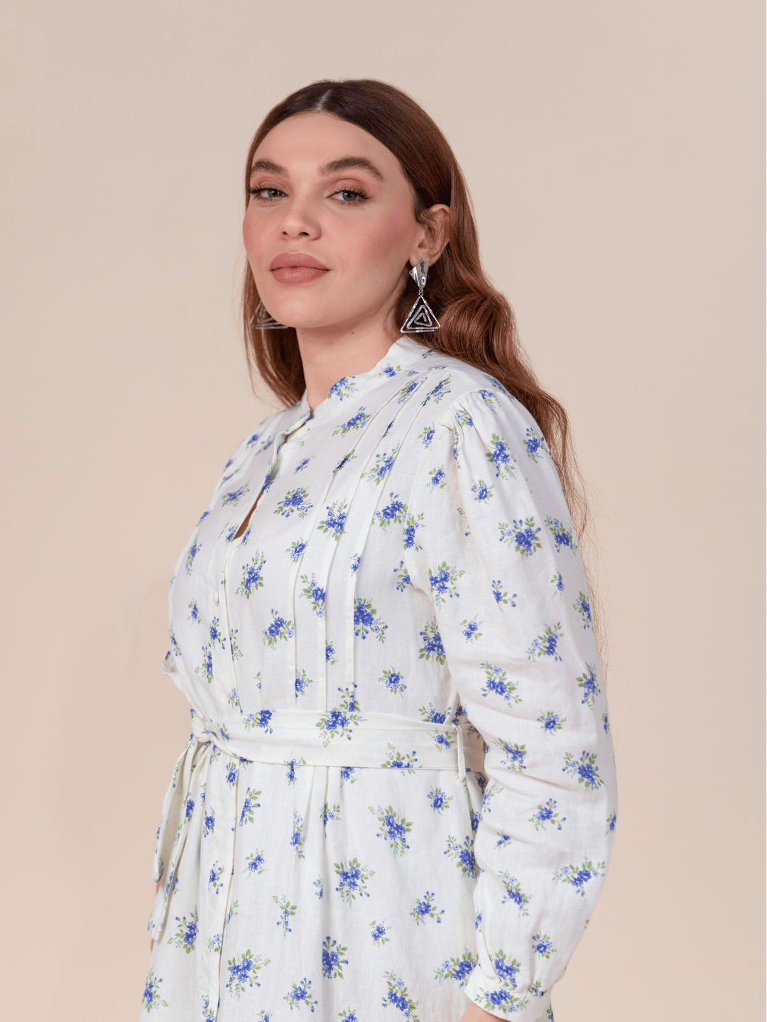 Robe fleurie en lin imprimé