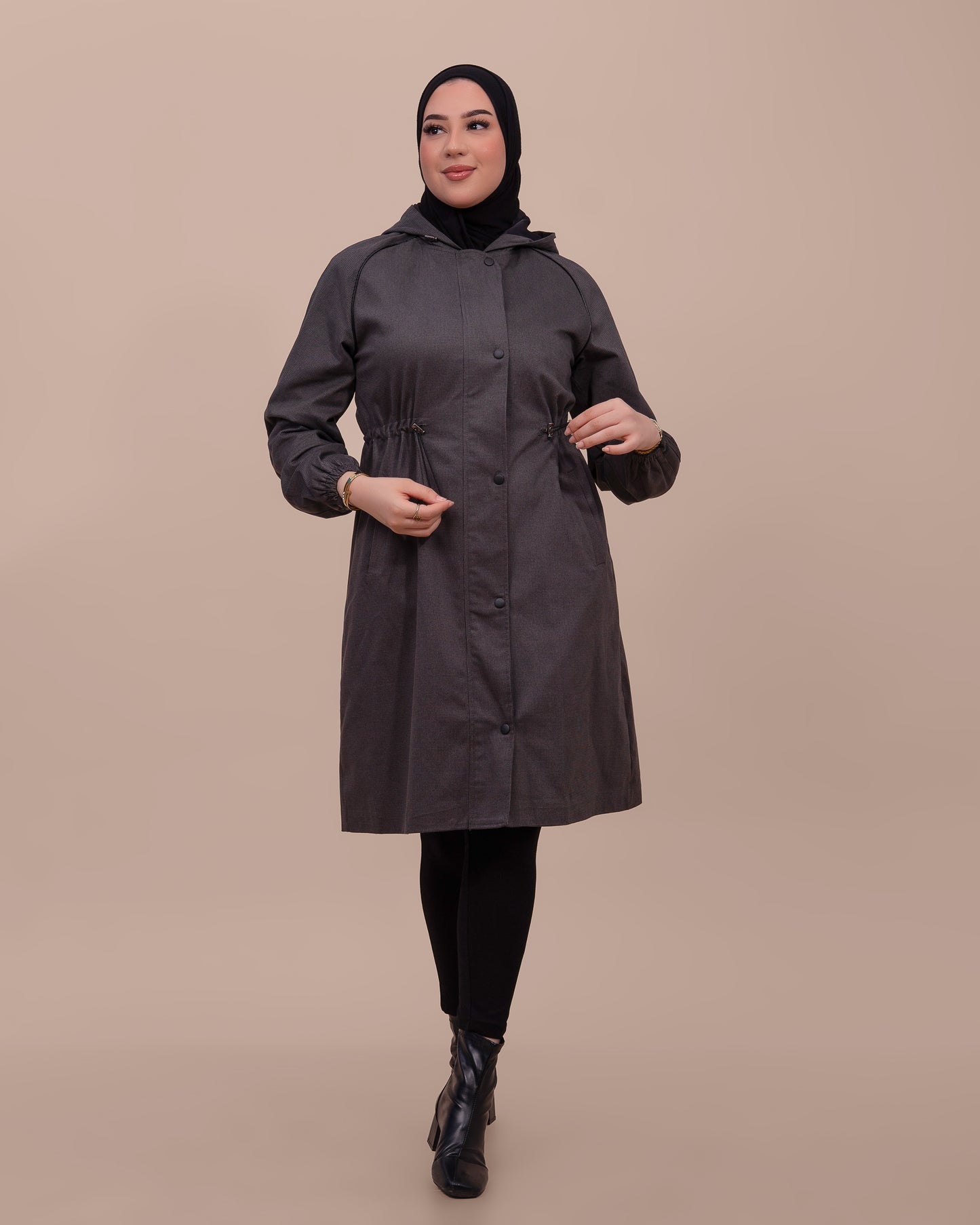 Trench mi-long à capuche