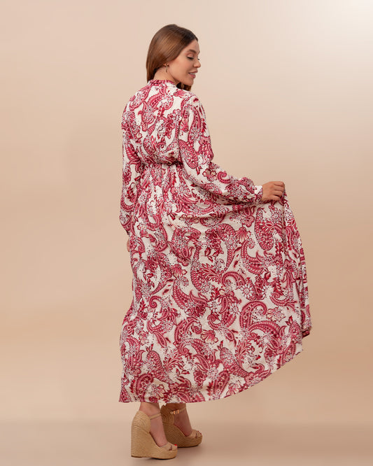 Robe Sultana bordeau à broderie anglaise