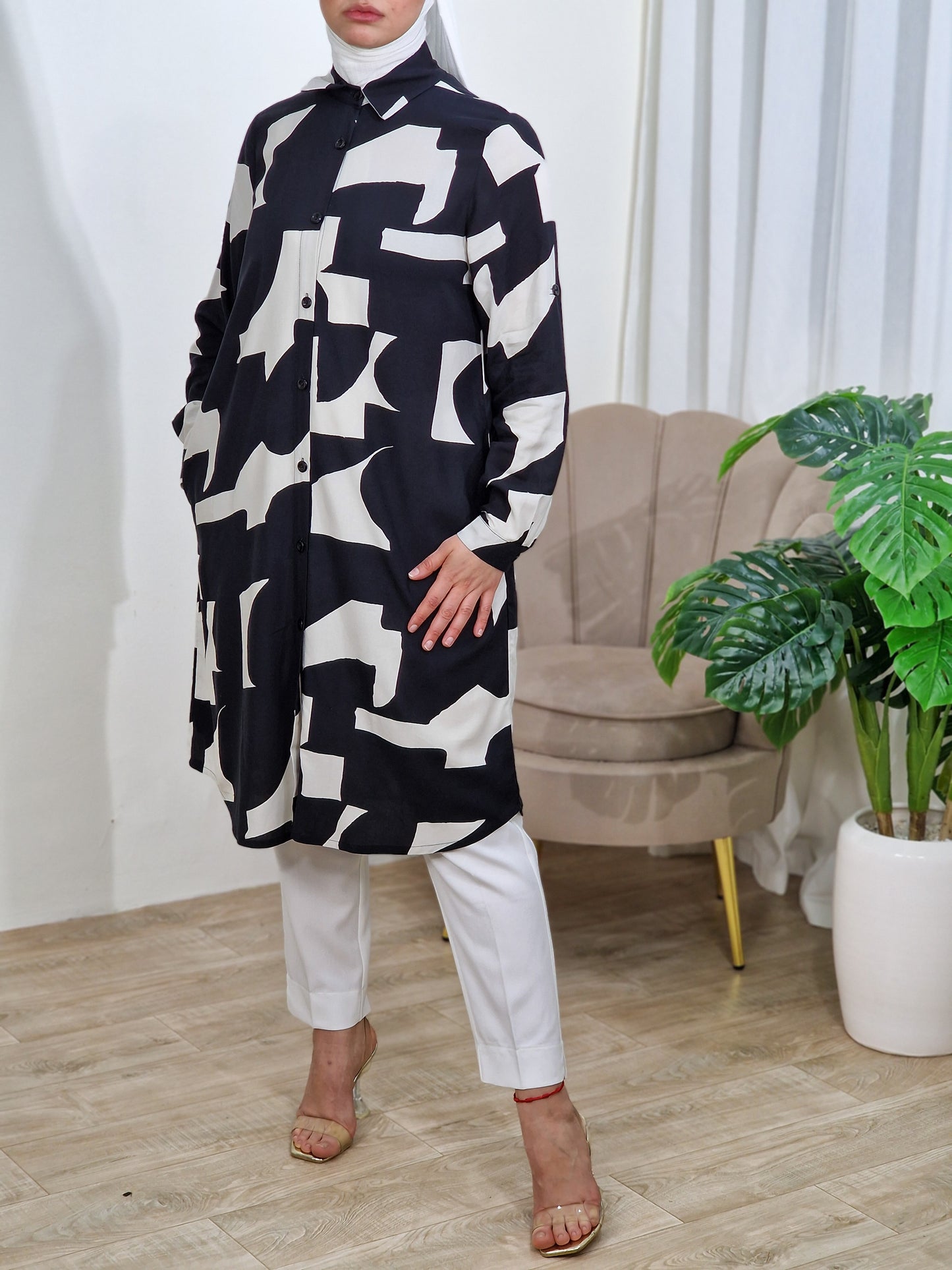 Chemise Noir et beige