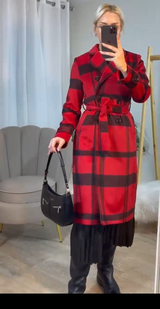 Manteau à carreaux Rouge et noir