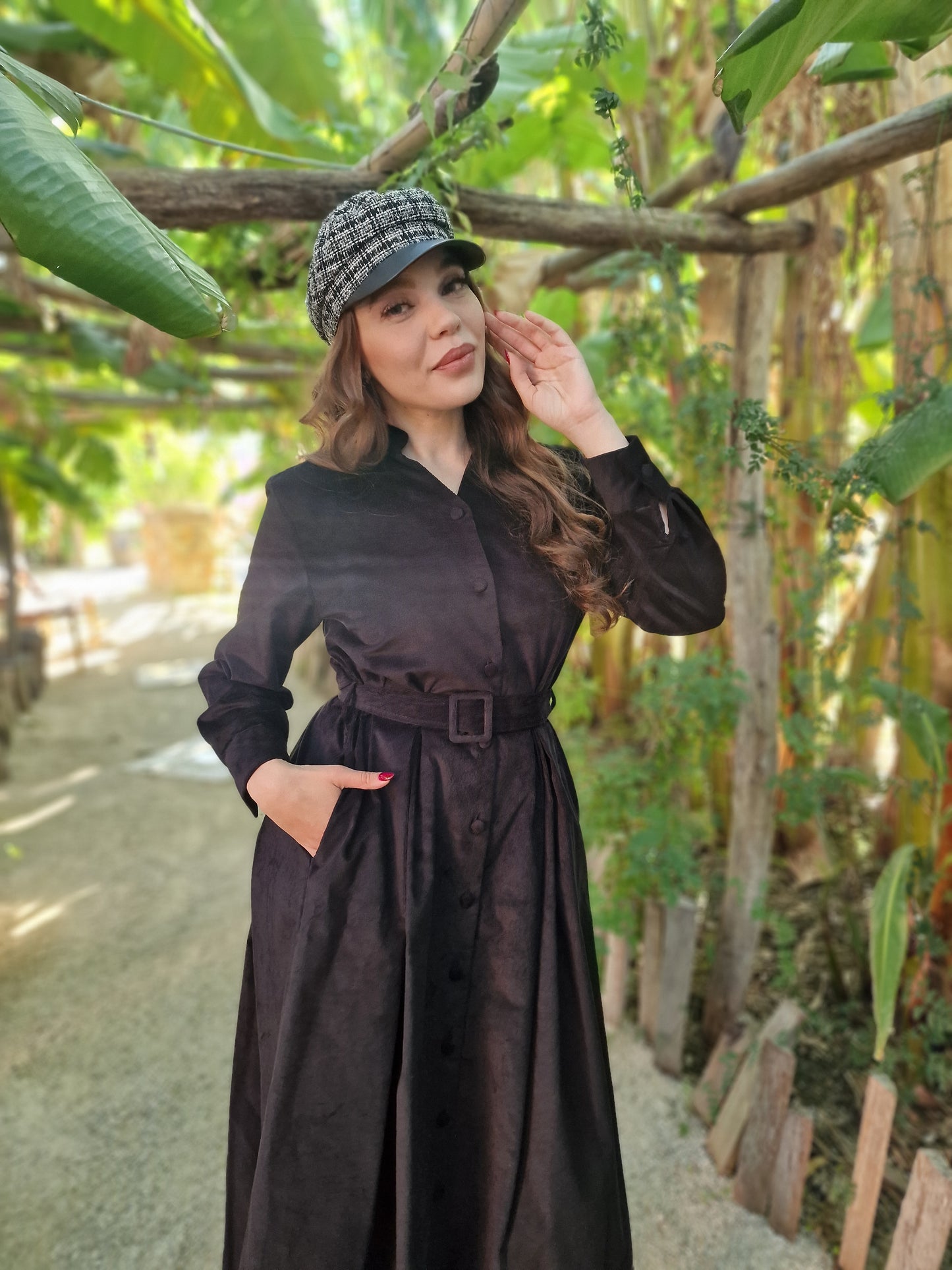 Robe velours côtelé -NOIR-