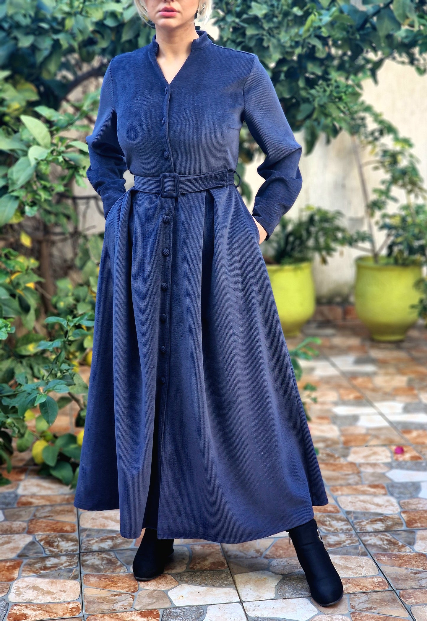 Robe Farah en velours côtelé