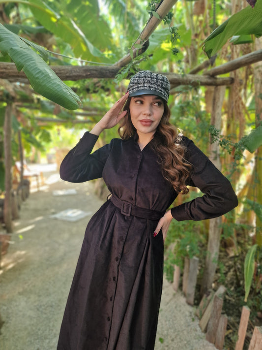 Robe velours côtelé -NOIR-