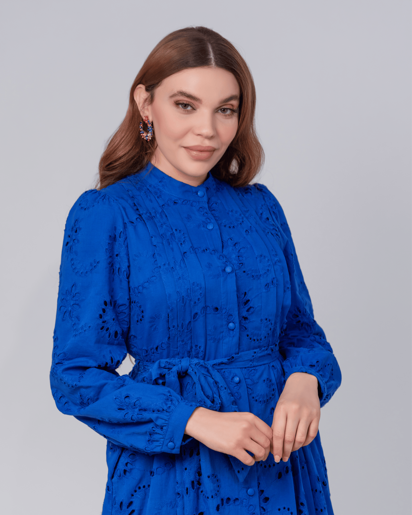 Robe brodée Dalia Bleu
