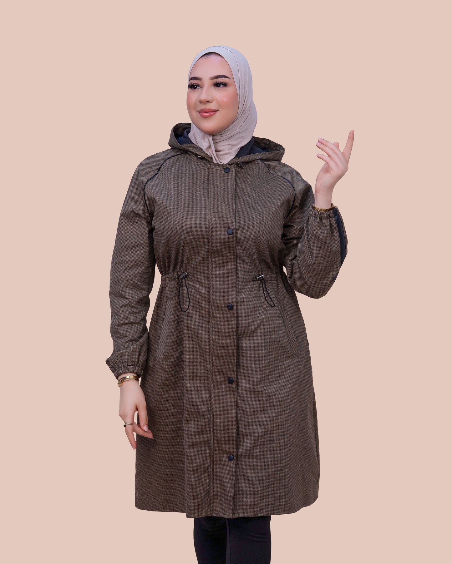 Trench mi-long à capuche