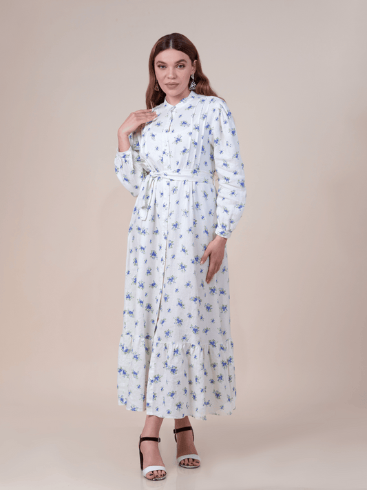 Robe fleurie en lin imprimé