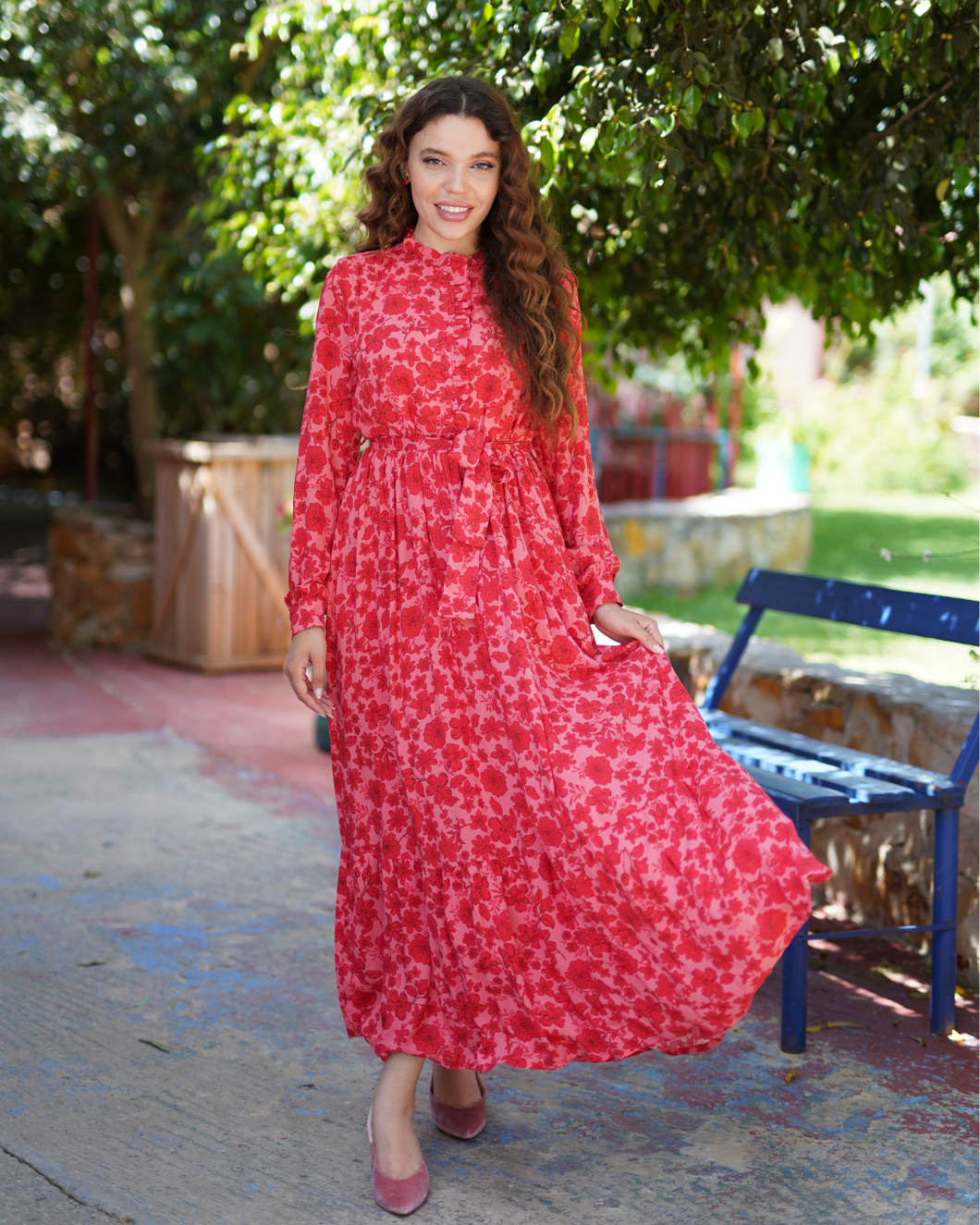 Robe jardin rouge