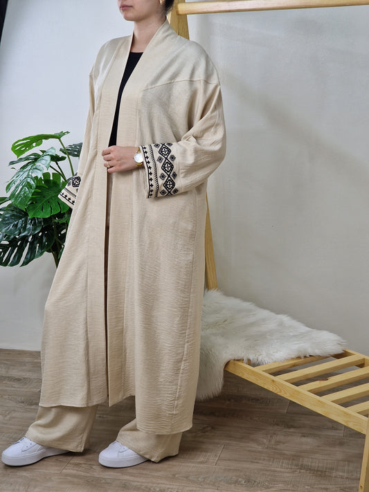 Ensemble Kimono brodé -BEIGE-