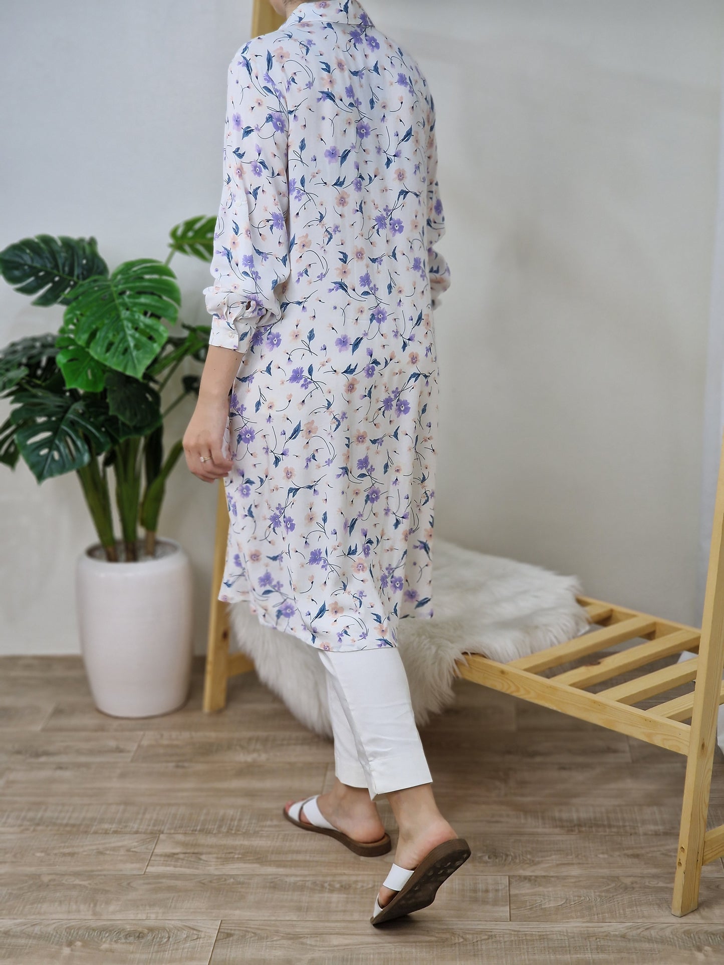 Chemise fleurie -blanc-