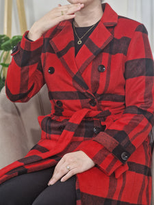 Manteau à carreaux Rouge et noir