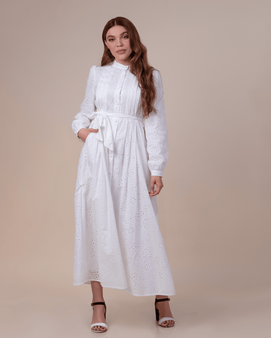 Robe brodée Dalia Blanche
