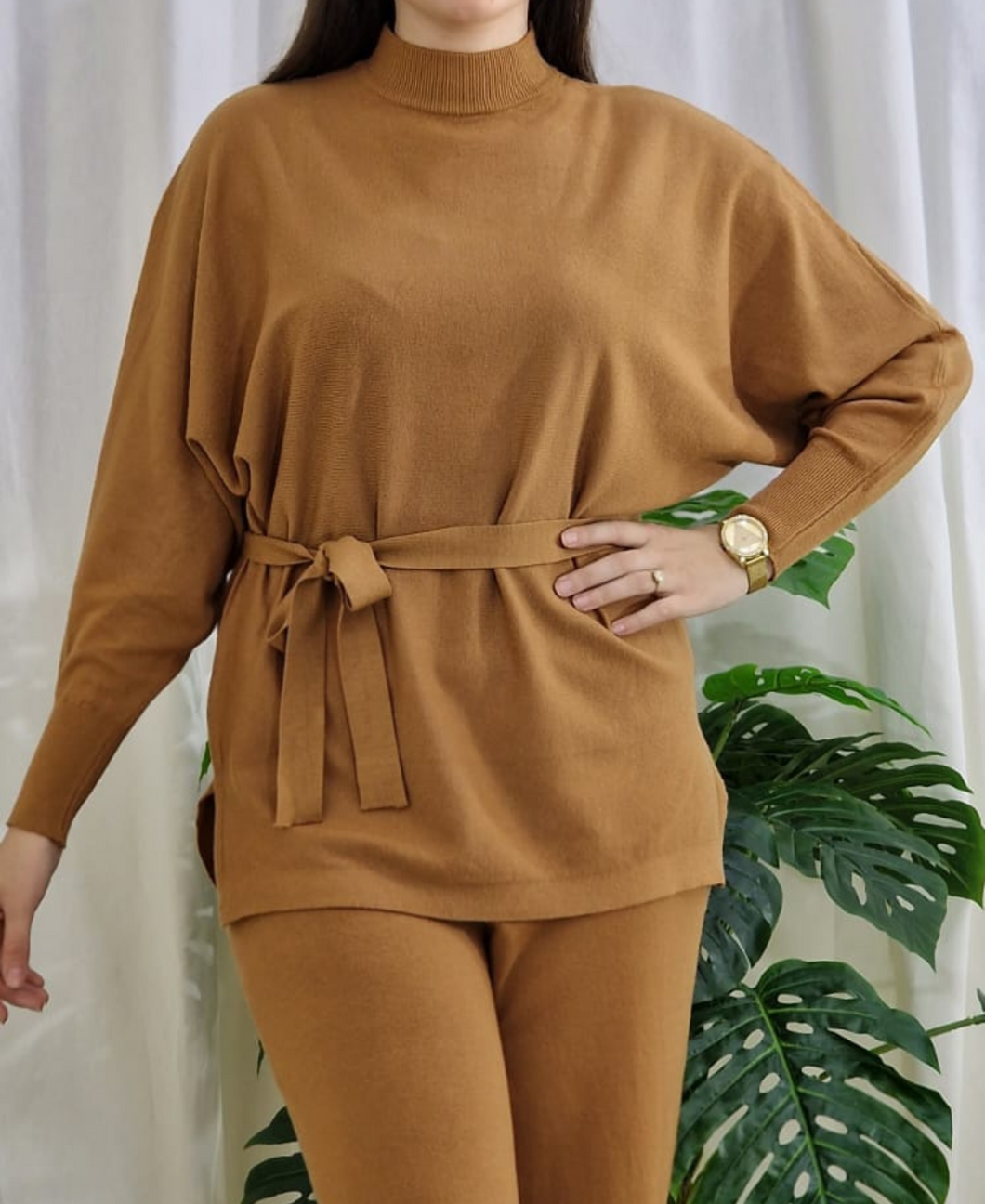 Ensemble en laine camel