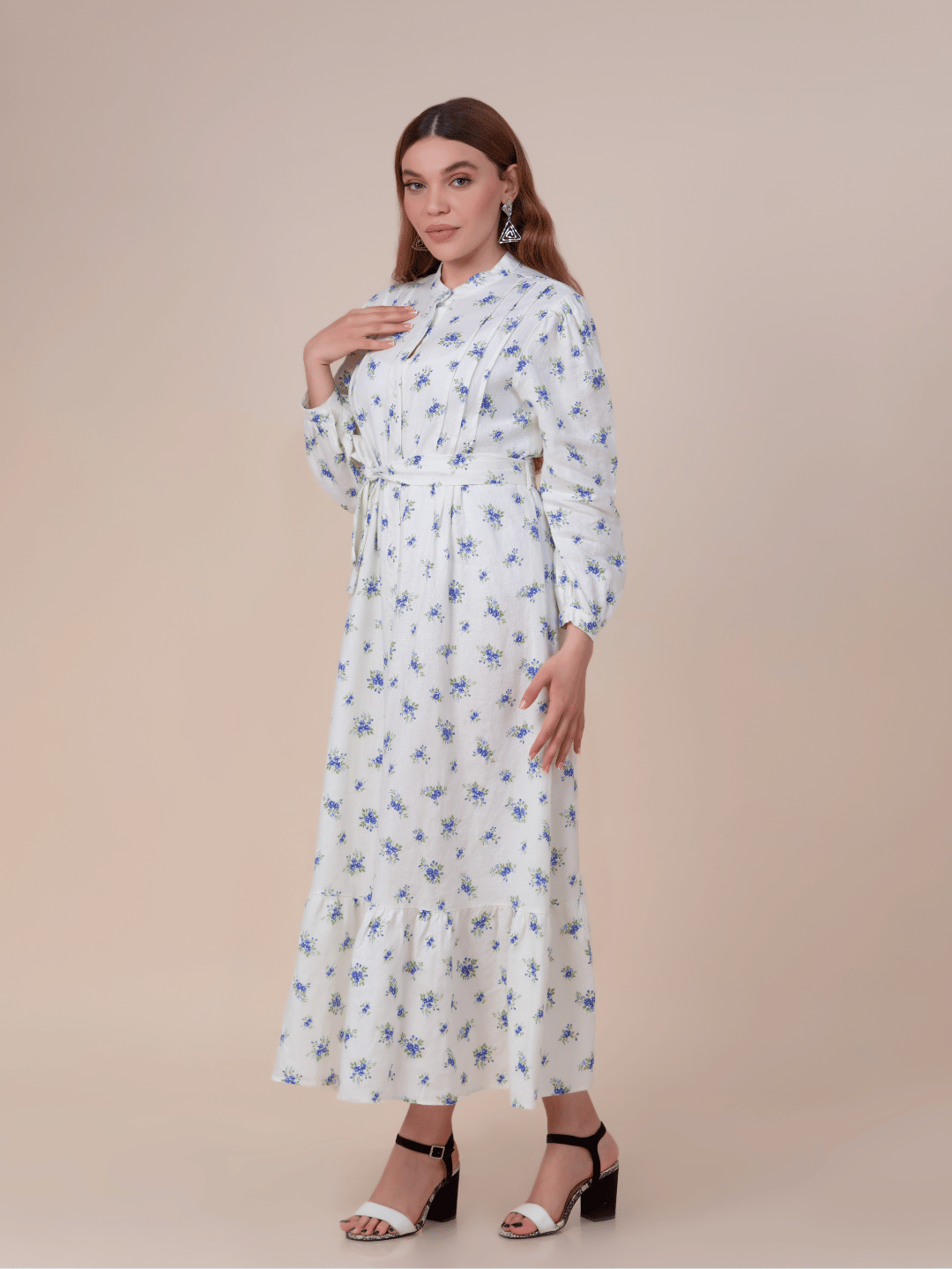 Robe fleurie en lin imprimé
