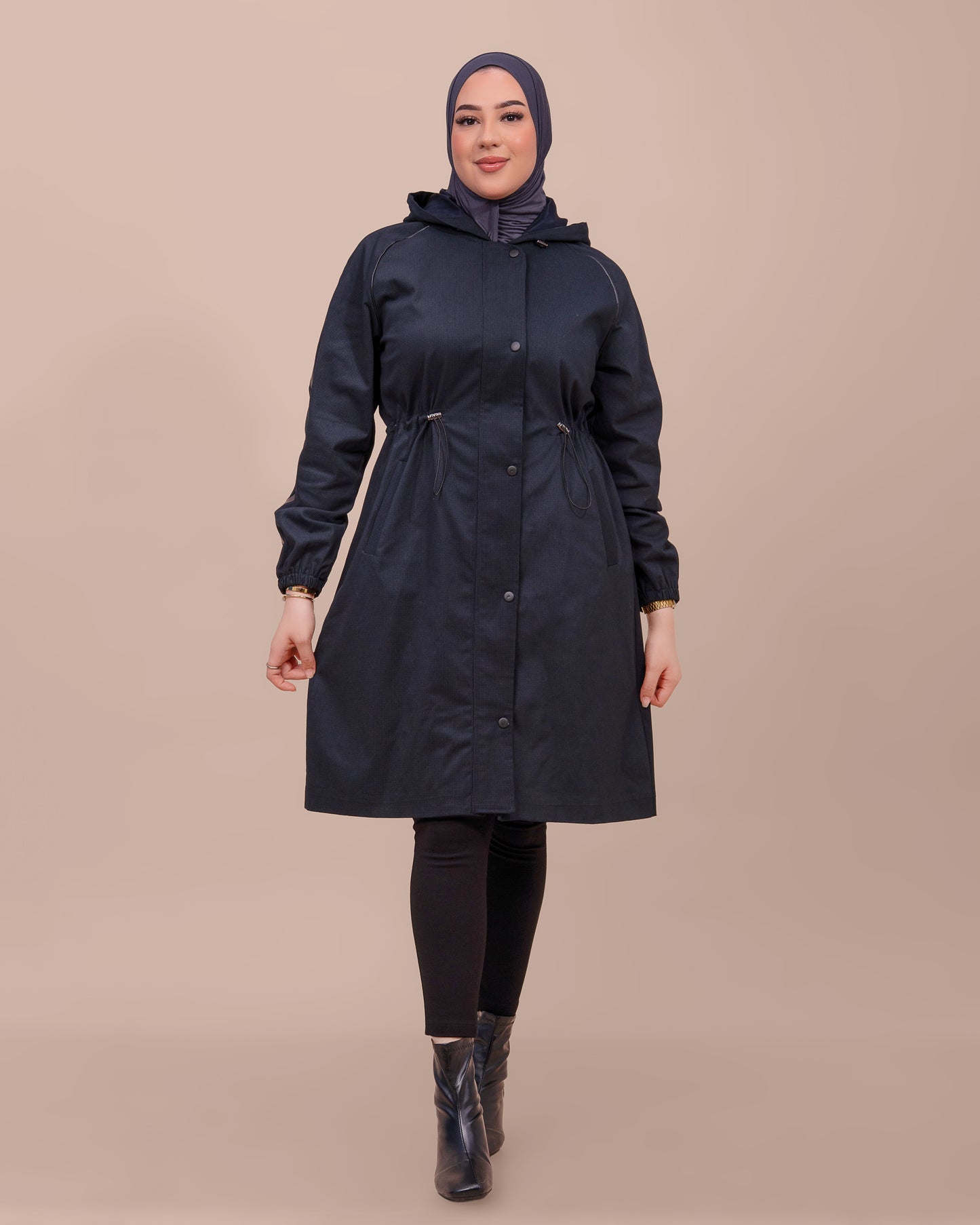 Trench mi-long à capuche