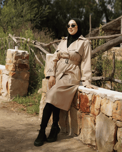 Trench coat tencel-beige foncé