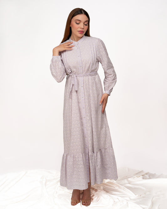 Robe brodé violet pastel-clair