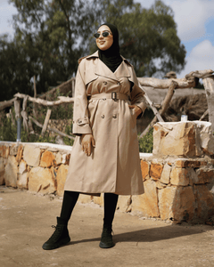 Trench coat tencel-beige foncé