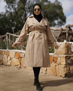 Trench coat tencel-beige foncé