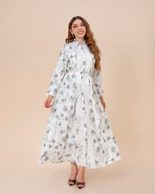 Robe Malak brodée blanche