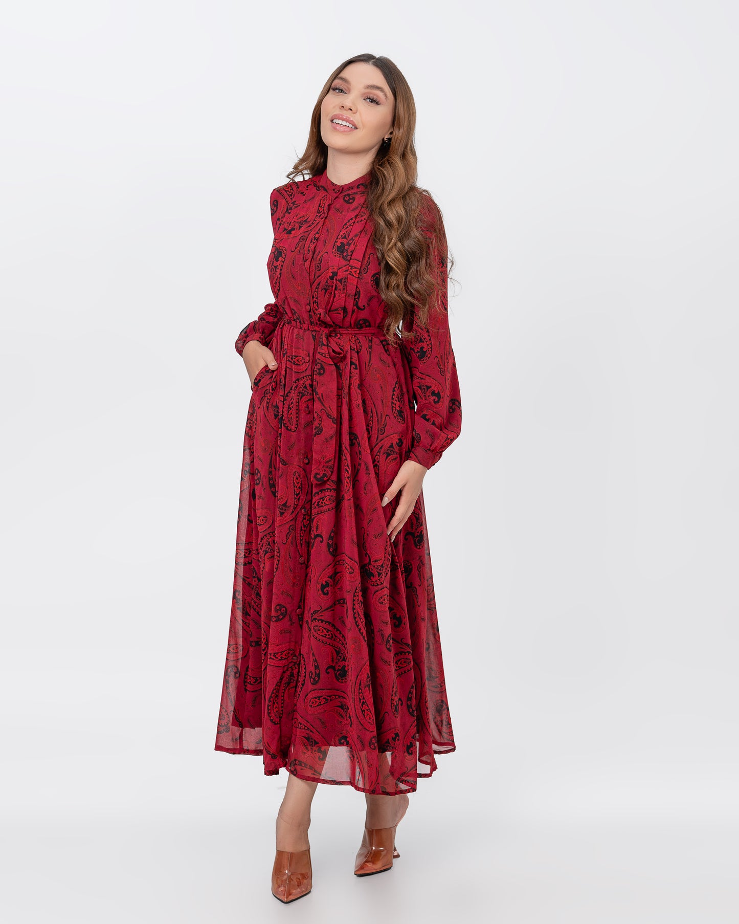 Robe bordeau et noir