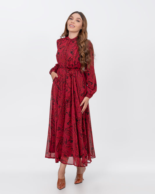 Robe bordeau et noir