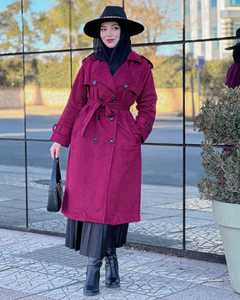 Manteau-trench long en daim