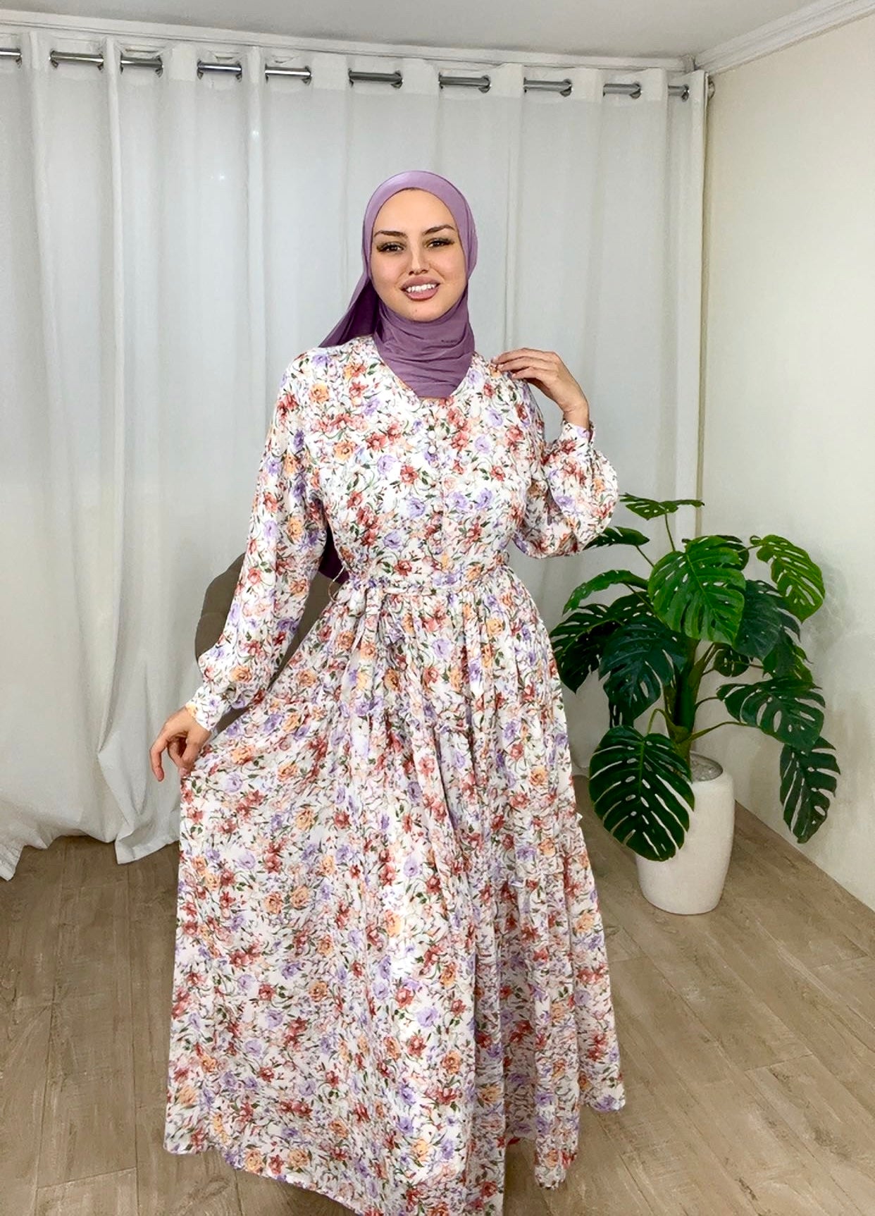 robe fleurie-violet