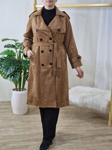 Manteau-trench long en daim