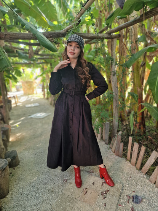 Robe velours côtelé -NOIR-