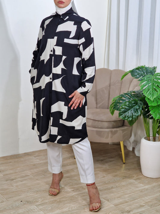 Chemise Noir et beige