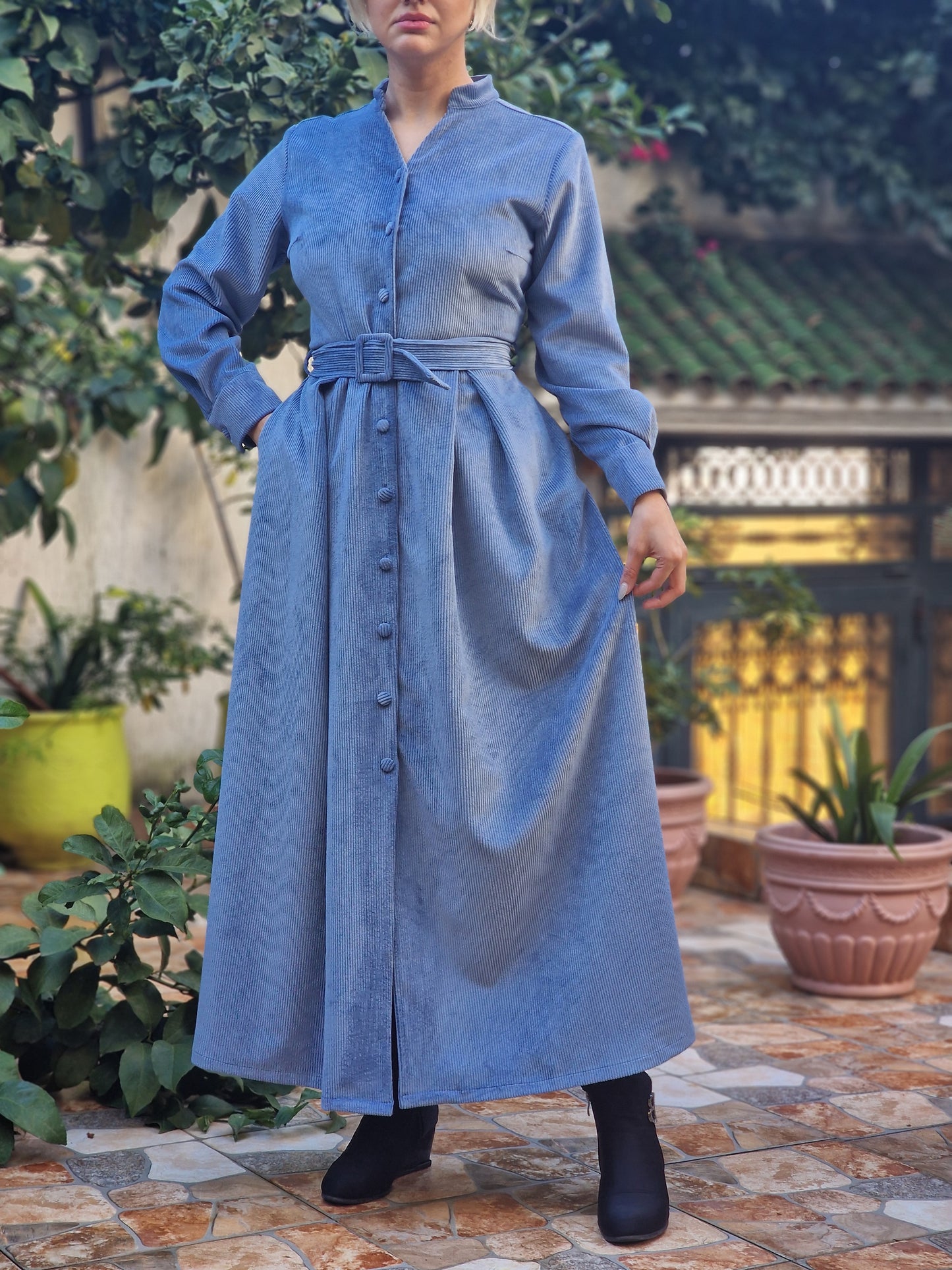 Robe Farah en velours côtelé