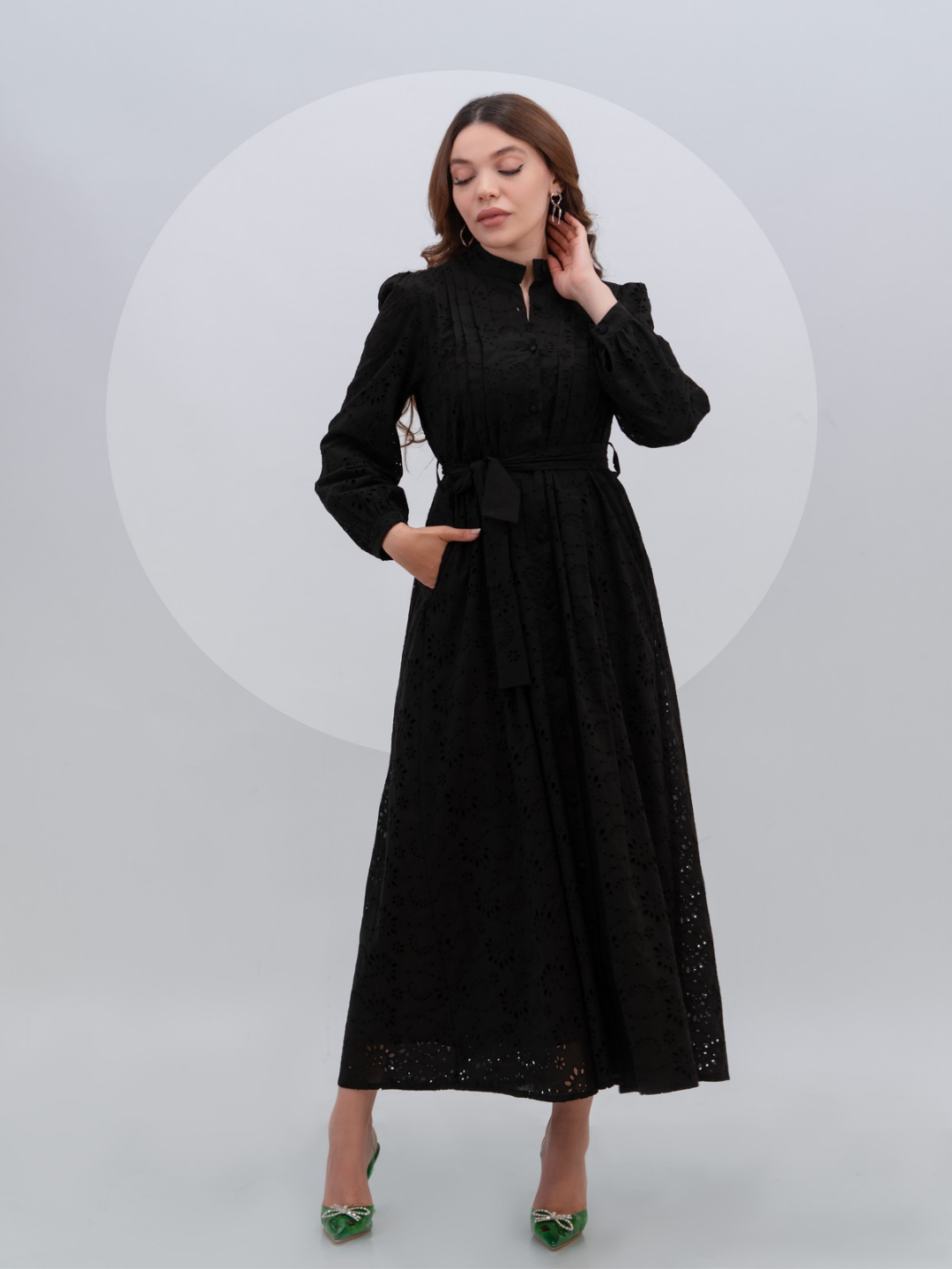 Robe brodée Dalia Noir