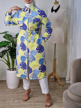 Charger l&#39;image dans la galerie, Chemise-robe en Lin imprimé bleu
