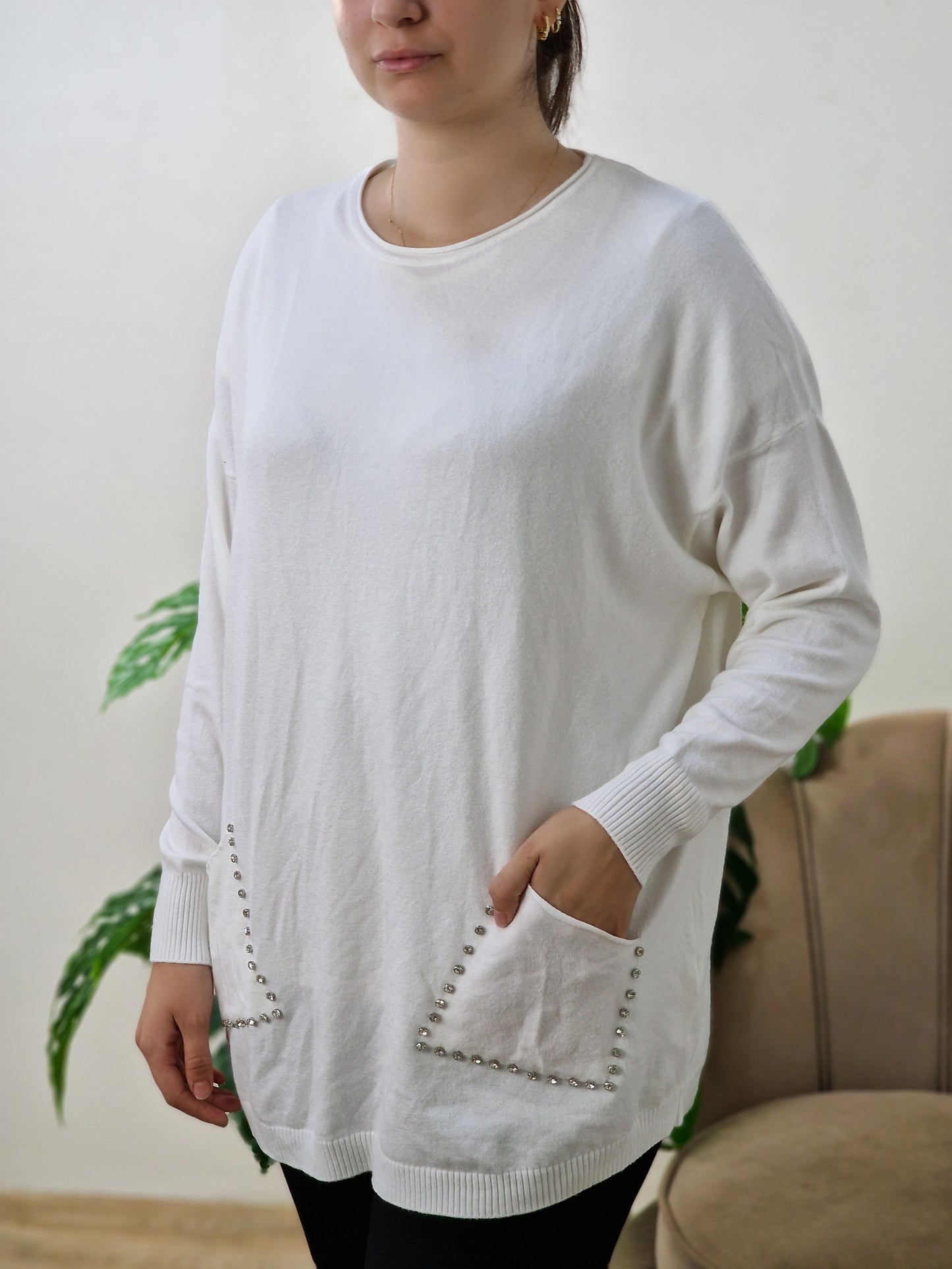 Pull en laine -Sweet Lady strass -