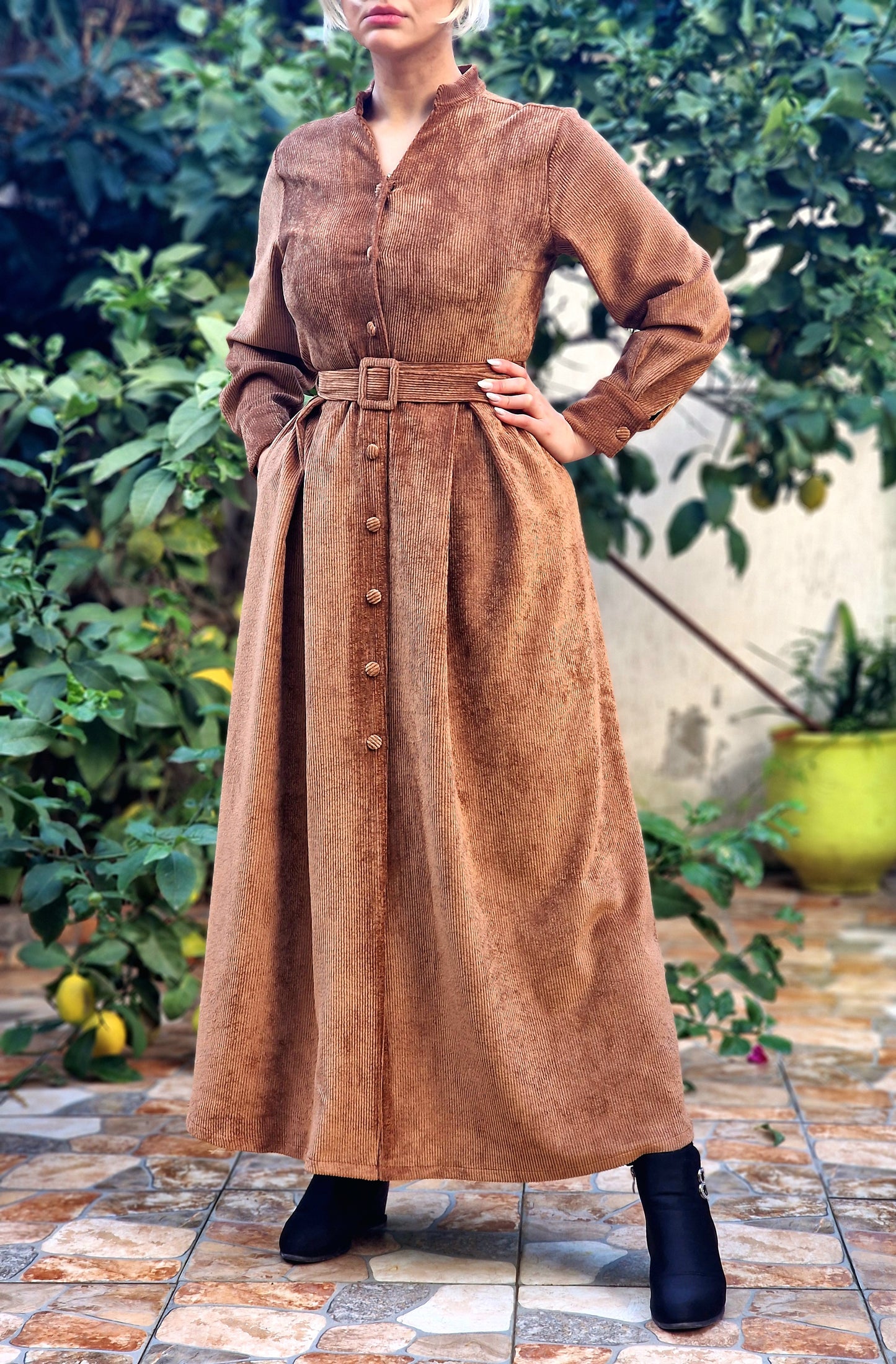 Robe Farah en velours côtelé