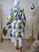 Charger l&#39;image dans la galerie, Chemise-robe en Lin imprimé bleu
