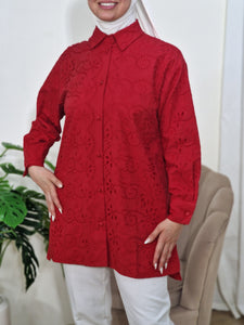 Chemise brodé rouge