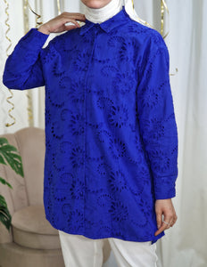 Chemise brodé bleu